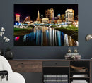 Columbus City Lights Night Skyline Cityscape View Wall Art,