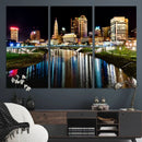 Columbus City Lights Night Skyline Cityscape View Wall Art,