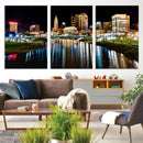 Columbus City Lights Night Skyline Cityscape View Wall Art,