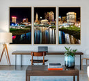 Columbus City Lights Night Skyline Cityscape View Wall Art,