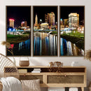 Columbus City Lights Night Skyline Cityscape View Wall Art,
