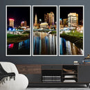 Columbus City Lights Night Skyline Cityscape View Wall Art,