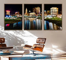 Columbus City Lights Night Skyline Cityscape View Wall Art,