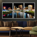 Columbus City Lights Night Skyline Cityscape View Wall Art,