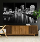 Columbus City Lights Skyline Black and White Wall Art