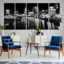 Columbus City Lights Skyline Black and White Wall Art