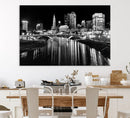 Columbus City Lights Skyline Black and White Wall Art