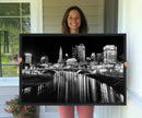 Columbus City Lights Skyline Black and White Wall Art