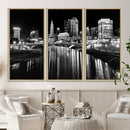 Columbus City Lights Skyline Black and White Wall Art