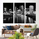 Columbus City Lights Skyline Black and White Wall Art