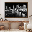 Columbus City Lights Skyline Black and White Wall Art