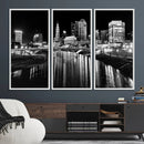 Columbus City Lights Skyline Black and White Wall Art