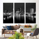 Columbus City Lights Skyline Canvas Print, Black and White