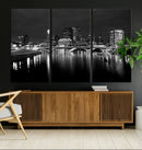 Columbus City Lights Skyline Canvas Print, Black and White