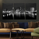 Columbus City Lights Skyline Canvas Print, Black and White