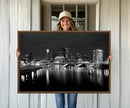 Columbus City Lights Skyline Canvas Print, Black and White