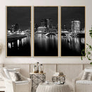 Columbus City Lights Skyline Canvas Print, Black and White