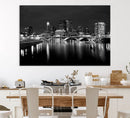 Columbus City Lights Skyline Canvas Print, Black and White