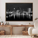 Columbus City Lights Skyline Canvas Print, Black and White