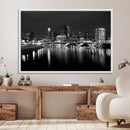 Columbus City Lights Skyline Canvas Print, Black and White