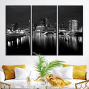Columbus City Lights Skyline Canvas Print, Black and White
