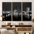 Columbus City Lights Skyline Canvas Print, Black and White
