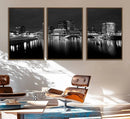 Columbus City Lights Skyline Canvas Print, Black and White