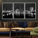 Columbus City Lights Skyline Canvas Print, Black and White