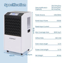 250 Pints Commercial Dehumidifier with Drain Hose Large Spaces up to 8500 Sq.Ft-White by DirectDeals