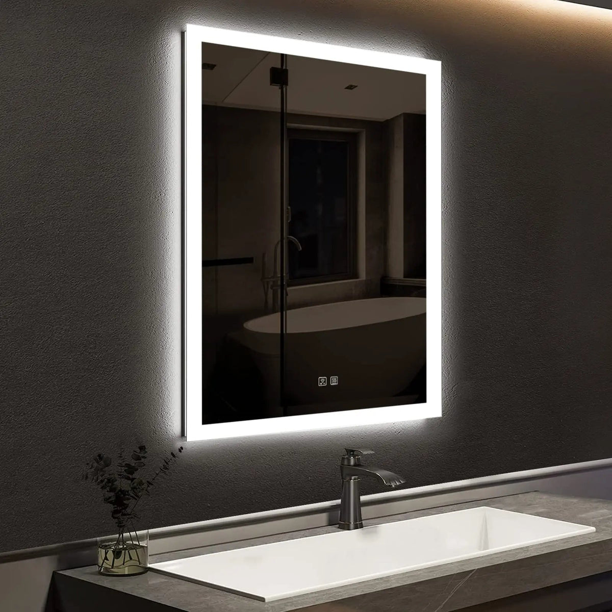 Compact Edge Glow LED Bathroom Mirror, photo 2 of 14