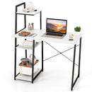Compact Computer Desk Workstation with 4 Tier Shelves for Home and Office-White