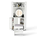 Compact Dressing Corner Vanity Desk with Mirror and Lights-White by LJGDeals