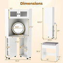 Compact Dressing Corner Vanity Desk with Mirror and Lights-White by LJGDeals