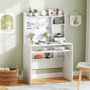 Compact Office Computer Desk with Hutch Magnetic Whiteboard-White by LJGDeals