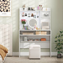 Compact Office Computer Desk with Hutch Magnetic Whiteboard-White by LJGDeals