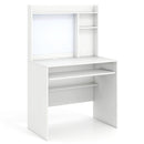 Compact Office Computer Desk with Hutch Magnetic Whiteboard-White by LJGDeals