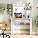 Compact Office Computer Desk with Hutch Magnetic Whiteboard-White by LJGDeals