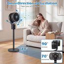 Compact Oscillating Standing Fan with 70° Oscillation and 90° Tilt for Home Office by LJGDeals