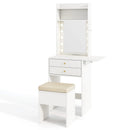 Compact Vanity Desk Set with 3-Color Lighted Mirror and Power Outlets by LJGDeals
