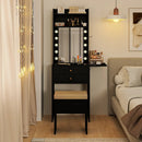 Compact Vanity Desk Set with 3-Color Lighted Mirror and Power Outlets by LJGDeals