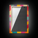 MCM Inspired Wall Art, Fire Engine Red, Slate Green, Storm Grey and Bee Yellow Geometric Framed Canvas Print, Boho Decor