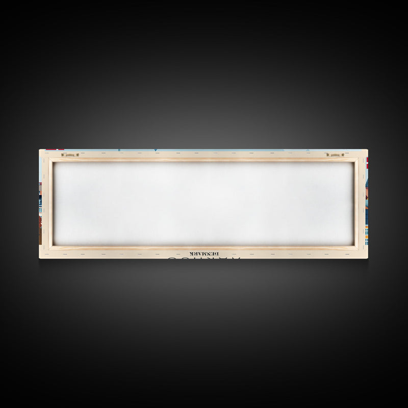 Aarhus Denmark  Panoramic Travel Poster, Framed Canvas Print or Metal Wall Art, Travel Art, Home Decor, Panoramic Painting, Midcentury Art