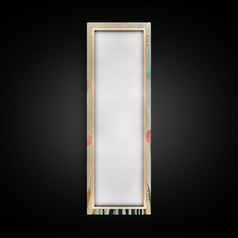 Abstract Tulips, Pastel Colors, Japanese Art, Skinny Art, Tall Art, Framed Canvas Print, Ukiyo-e Style