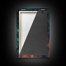 Abstract Wolf, howling at moon, moody blue tones, modern rustic art, wildlife painting, framed canvas print, dark romance painting