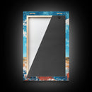 Rustic Barn, farmhouse art, landscape painting, blue and green wall art, extra wide art, panoramic art, Framed Canvas Print