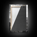 Lone Horn, desert minimalism, rustic western art, wabi sabi decor, moody photography, framed canvas print, black and white, southwest art