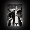 Vintage Style Art Deco Statue Study, Framed Canvas Print, Retro Style Wall Art, 1920s - 1930s style Art