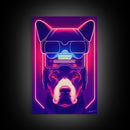 Cyberpunk Pitbull Portrait, Futuristic Dog Portrait, Framed Canvas Print, Ready To Hang Framed Wall Art, Living Room Wall Hanging