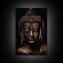Gold and black Buddha, framed canvas print, zen center yoga art