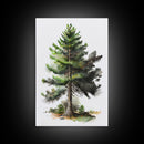 Pine Tree Watercolor Wall Art Canvas Print - Vibrant Colorful Nature Scene Artwork